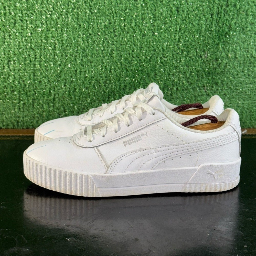 Puma Carina Leather White Silver 370325-02 Women’s Size 7 - Picture 3 of 6